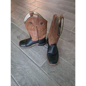 Old West Country Western Cowboy Boots Leather Square Toe Unisex‎ Size 1.5